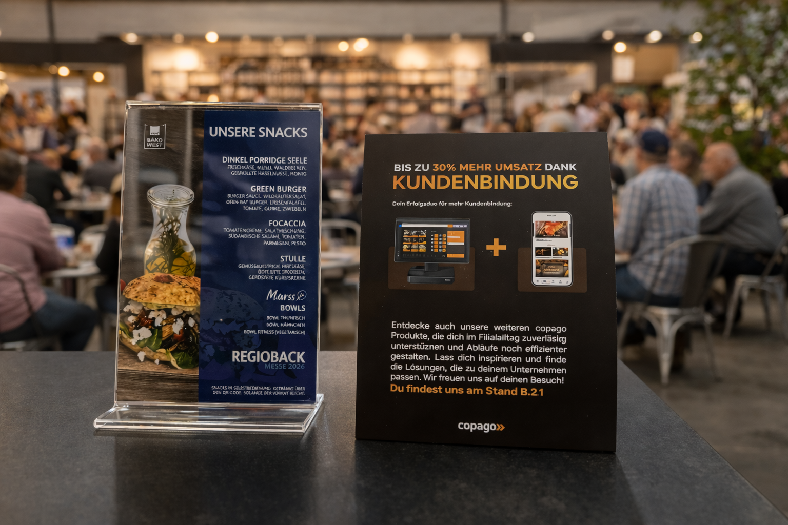 Snacks und Geschäftslösungen auf der Messe